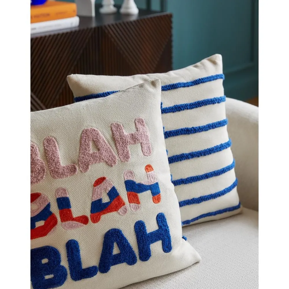 Copricuscino Reversibile Con Scritta Ricamata Blah Blah*Westwing Collection Best
