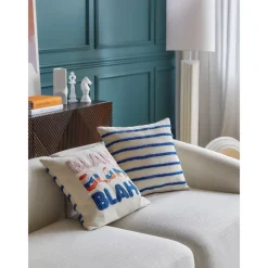 Copricuscino Reversibile Con Scritta Ricamata Blah Blah*Westwing Collection Best