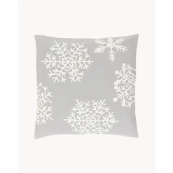 Copricuscino Ricamata Color Grigio Snowflake*Westwing Collection Hot