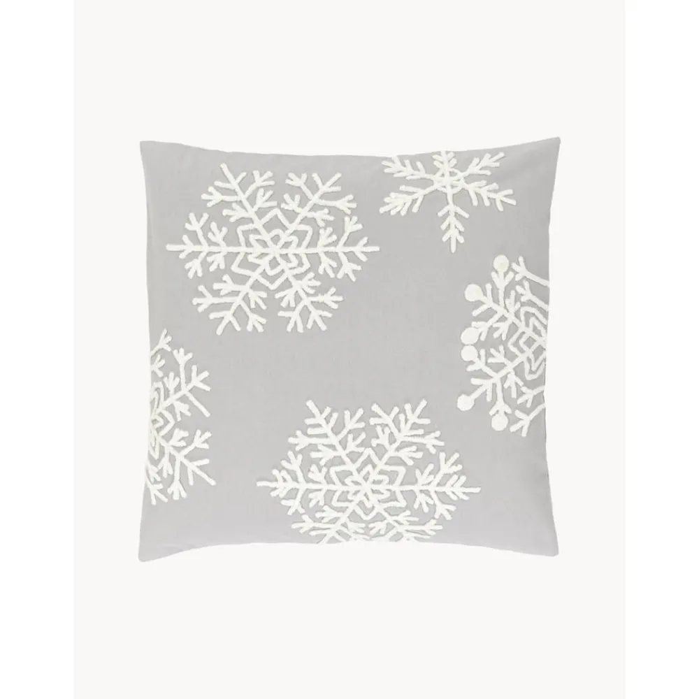 Copricuscino Ricamata Color Grigio Snowflake*Westwing Collection Hot