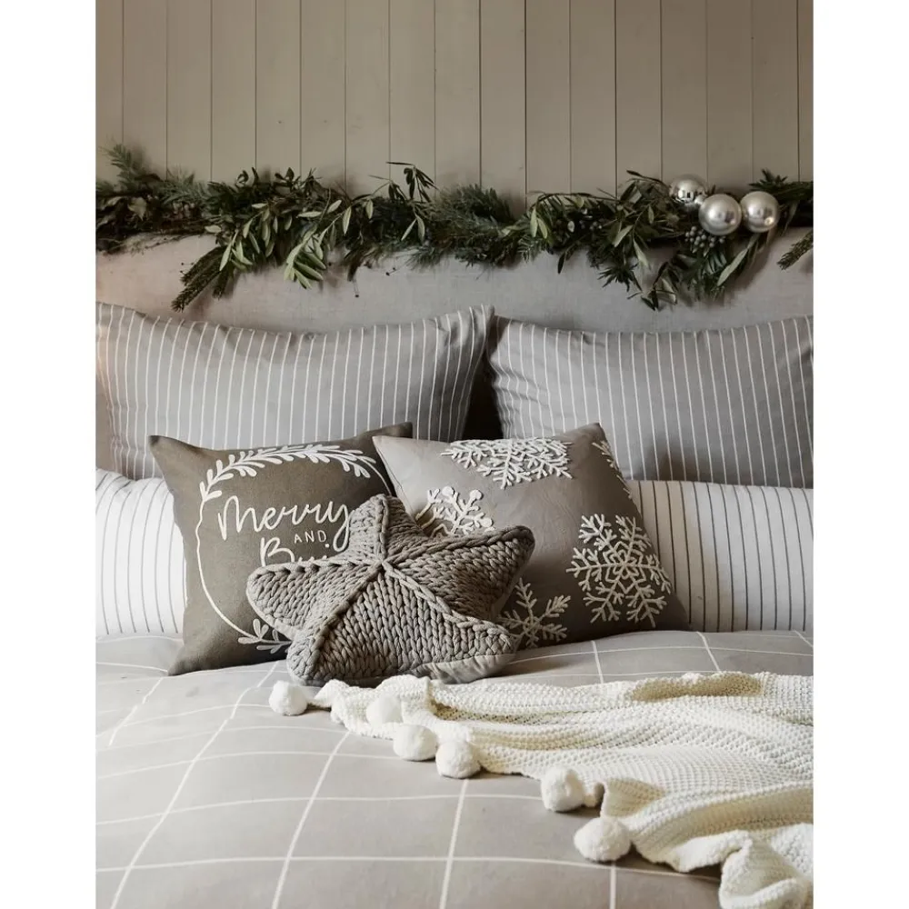 Copricuscino Ricamata Color Grigio Snowflake*Westwing Collection Hot