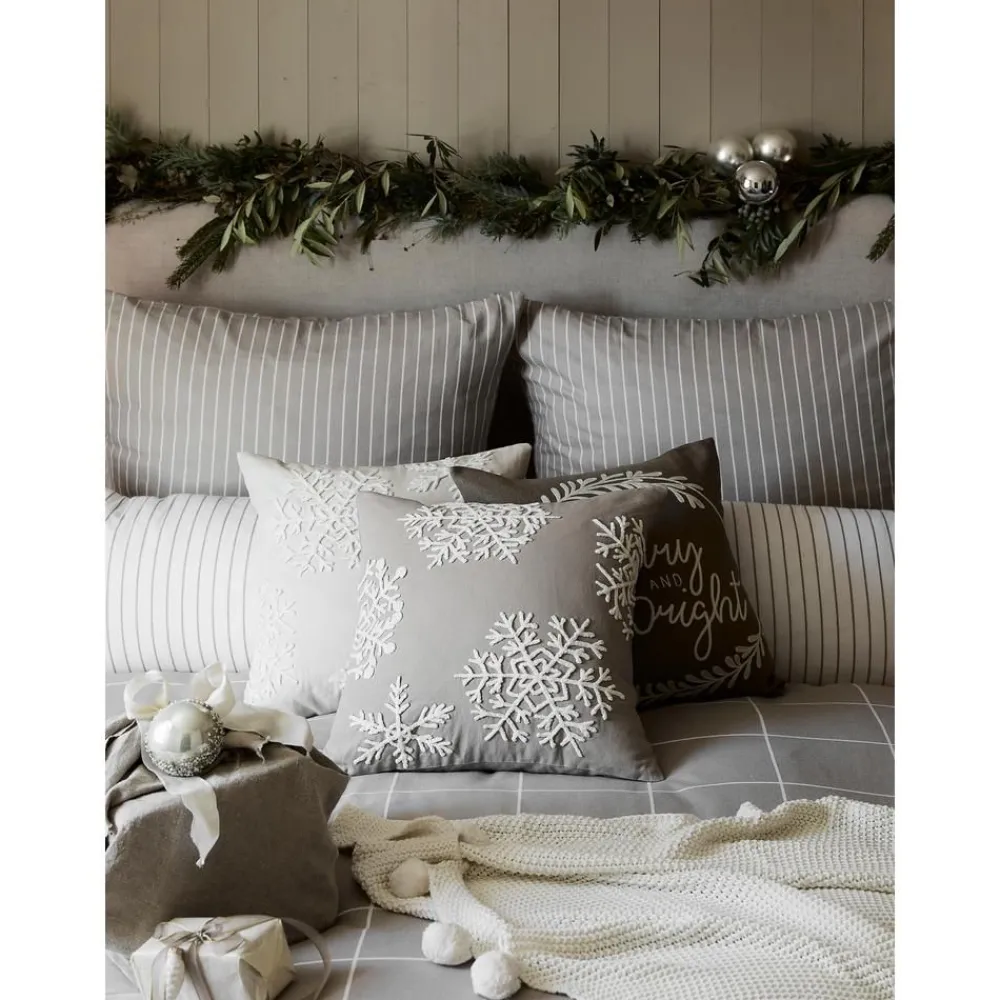Copricuscino Ricamata Color Grigio Snowflake*Westwing Collection Hot