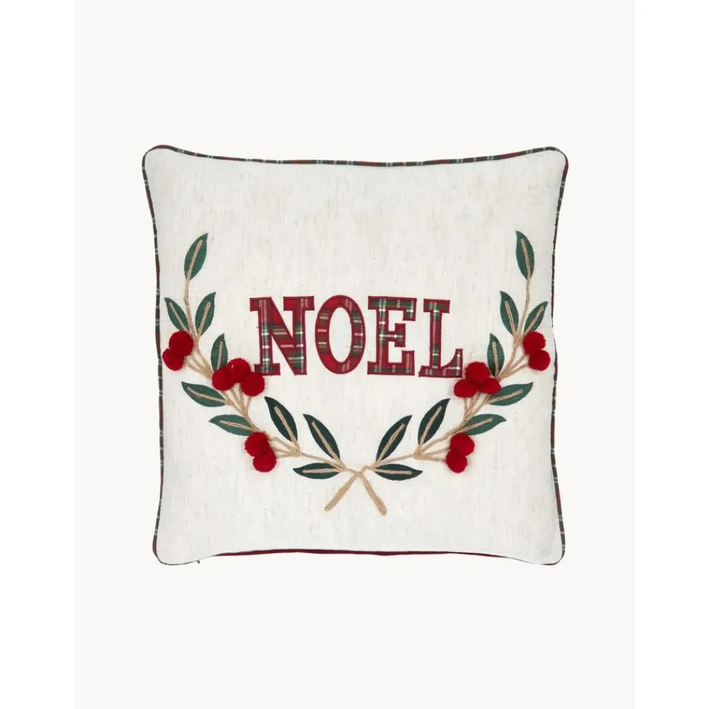 Copricuscino Ricamata Con Bordino E Scritta Noel*Westwing Collection Best