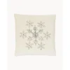 Copricuscino Ricamata In Velluto Bianco Crema Con Bordino Snowflake*Westwing Collection Sale