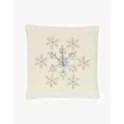 Copricuscino Ricamata In Velluto Bianco Crema Con Bordino Snowflake*Westwing Collection Sale