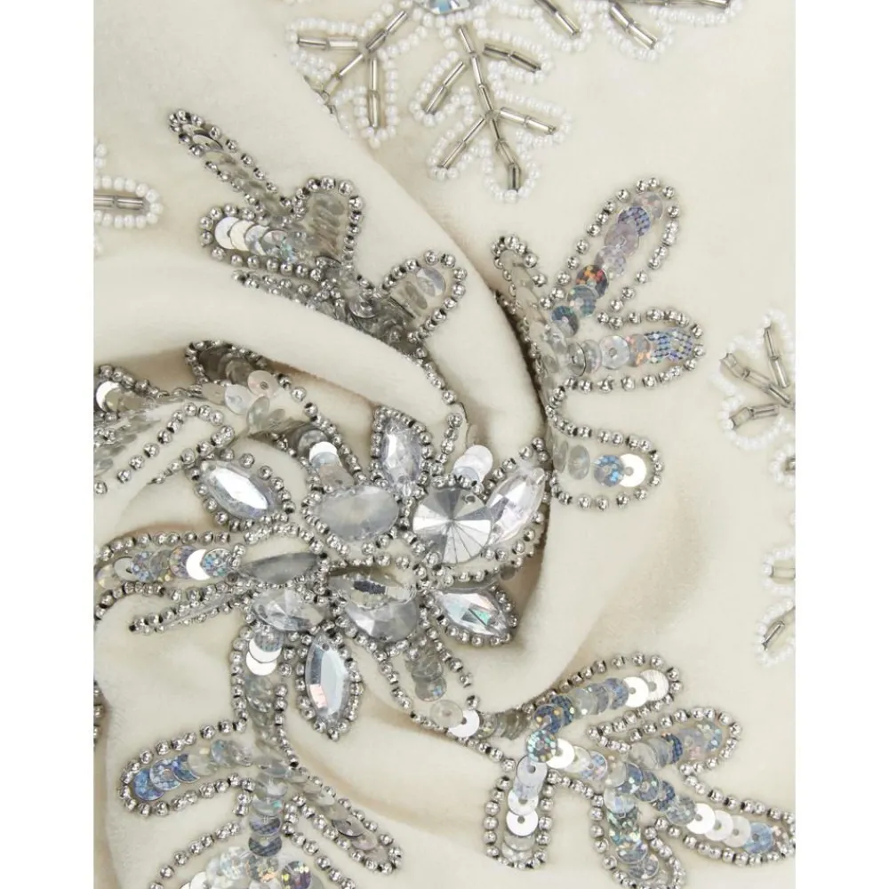 Copricuscino Ricamata In Velluto Bianco Crema Con Bordino Snowflake*Westwing Collection Sale