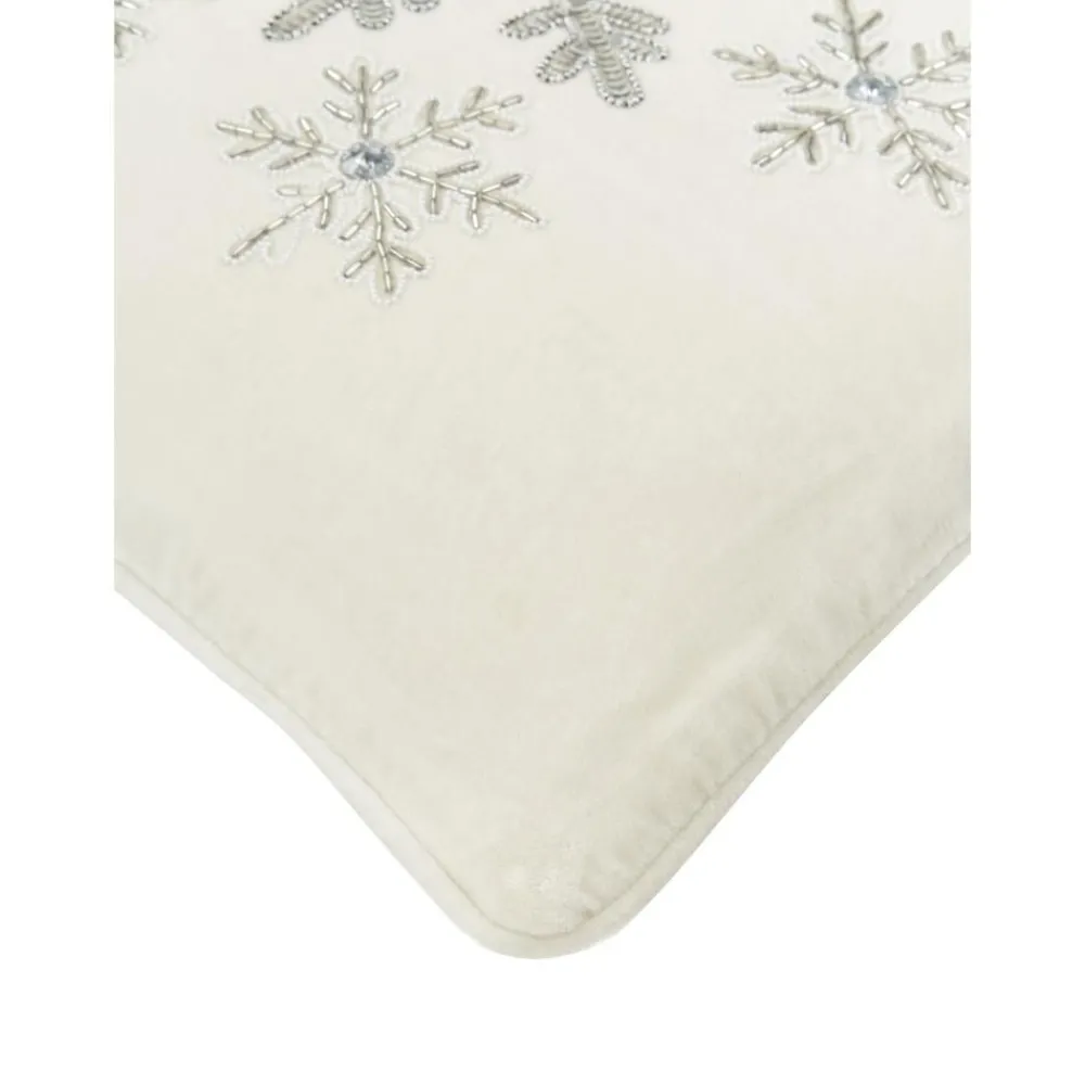 Copricuscino Ricamata In Velluto Bianco Crema Con Bordino Snowflake*Westwing Collection Sale
