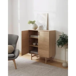 Credenza Alta In Legno Di Quercia Con Ante Diana*Westwing Collection New