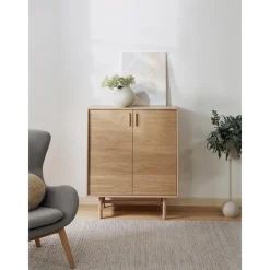 Credenza Alta In Legno Di Quercia Con Ante Diana*Westwing Collection New