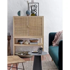 Credenza Alta In Legno Di Pino/Rattan Sanna*Bloomingville Outlet