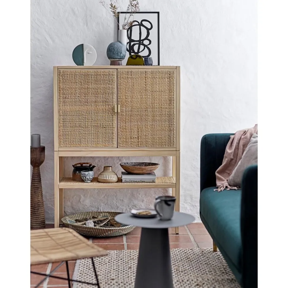 Credenza Alta In Legno Di Pino/Rattan Sanna*Bloomingville Outlet