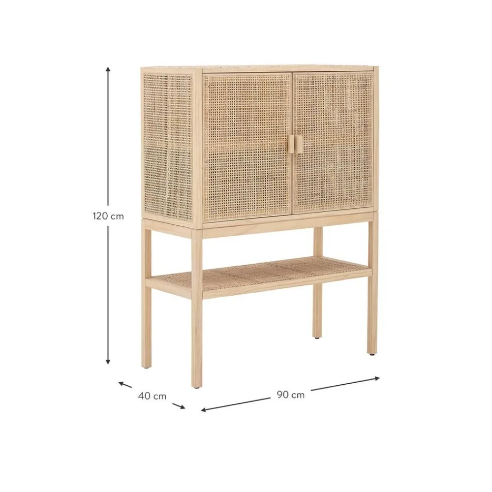 Credenza Alta In Legno Di Pino/Rattan Sanna*Bloomingville Outlet