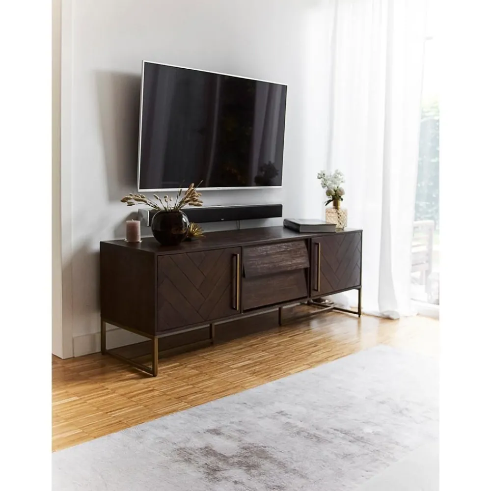 Credenza Bassa A Spina Di Pesce Con Finitura In Legno Di Acacia Class*Dutchbone Fashion