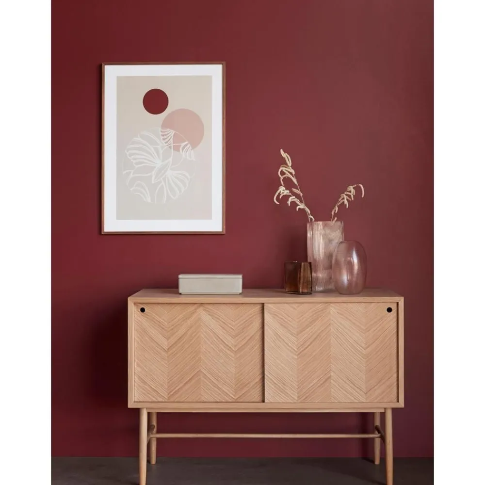 Credenza In Legno Di Quercia Con Motivo Spina Di Pesce Herringbone*Hübsch New