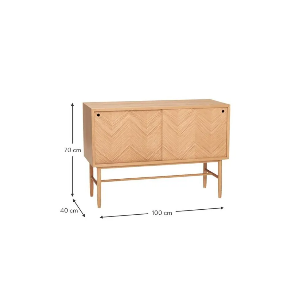 Credenza In Legno Di Quercia Con Motivo Spina Di Pesce Herringbone*Hübsch New