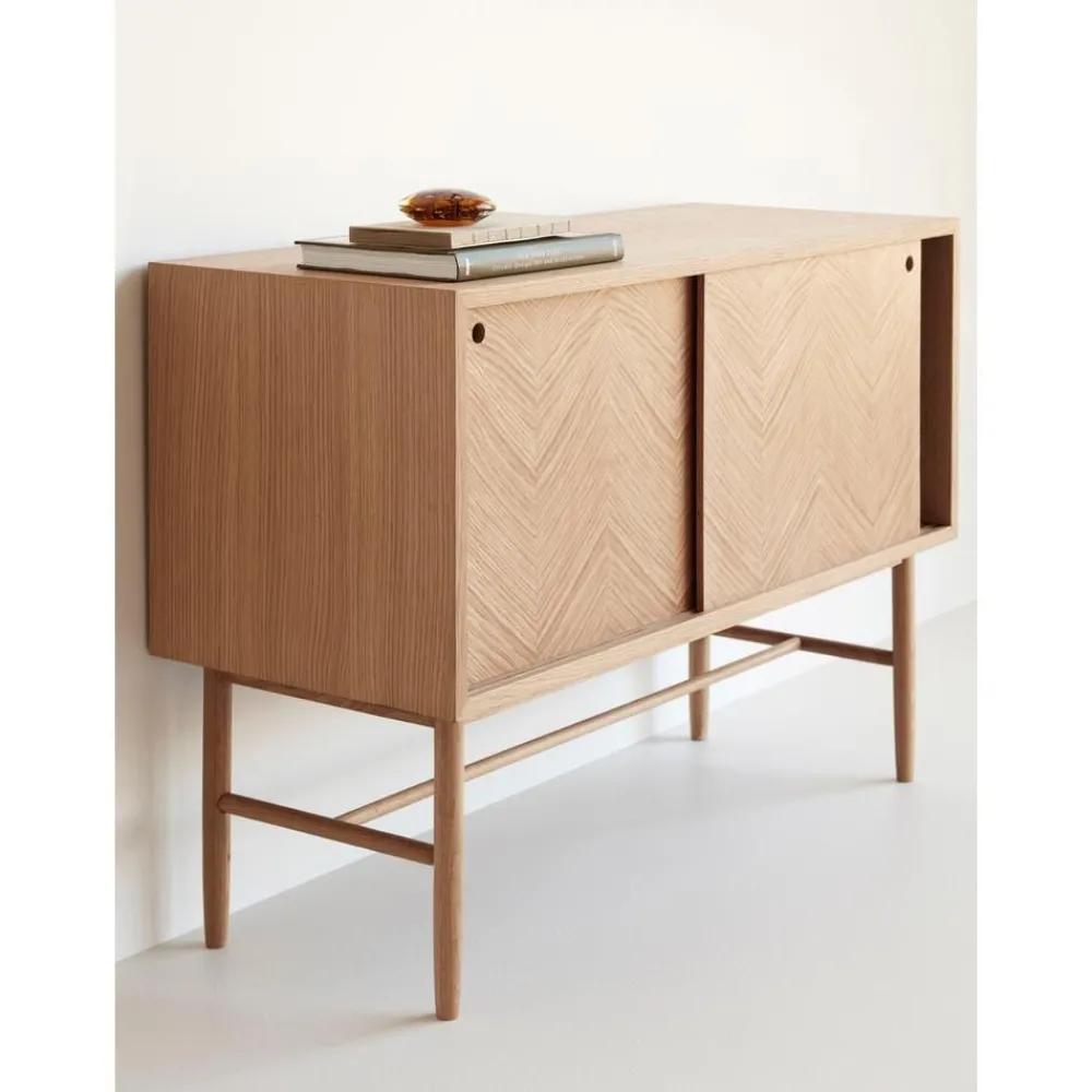 Credenza In Legno Di Quercia Con Motivo Spina Di Pesce Herringbone*Hübsch New