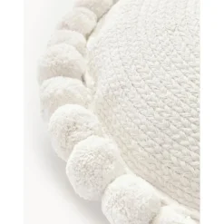 Cuscino Arredo Imbottito Bianco Con Pompon Deva*Westwing Collection Hot