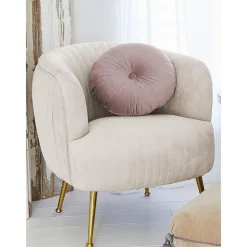 Cuscino Rotondo In Velluto Lucido Rosa Cipria Monet*Westwing Collection Sale