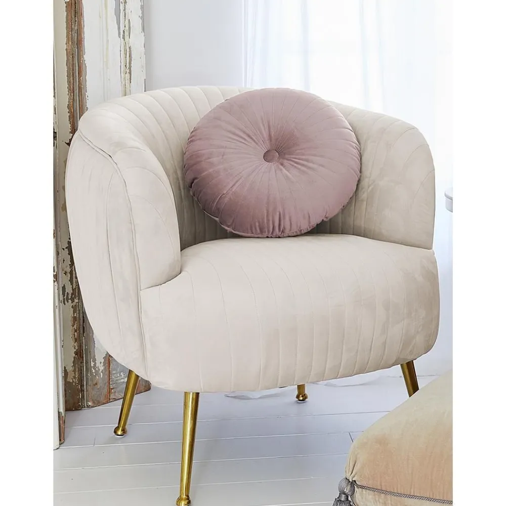 Cuscino Rotondo In Velluto Lucido Rosa Cipria Monet*Westwing Collection Sale