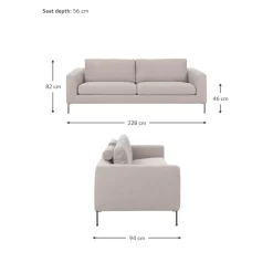 Divano 3 Posti Con Piedini In Metallo Cucita*Westwing Collection New