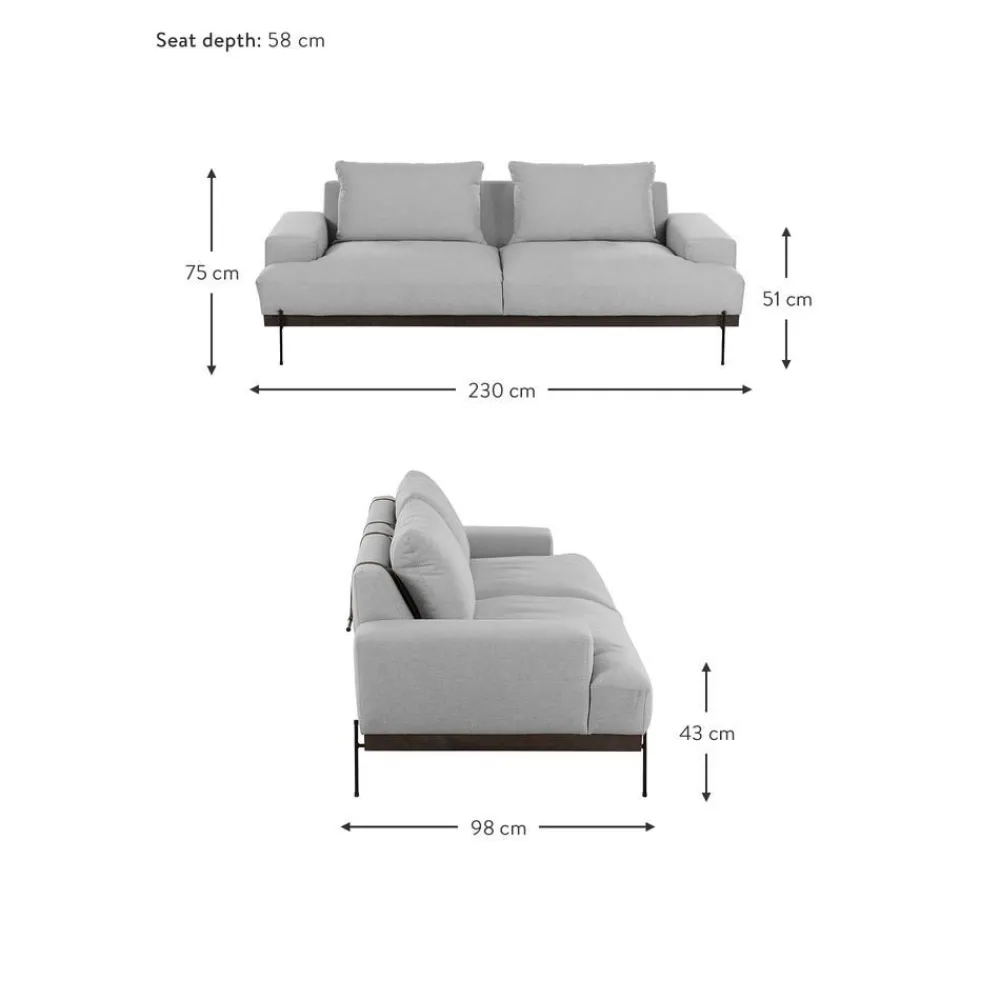 Divano 3 Posti Con Piedini In Metallo Brooks*Westwing Collection Outlet