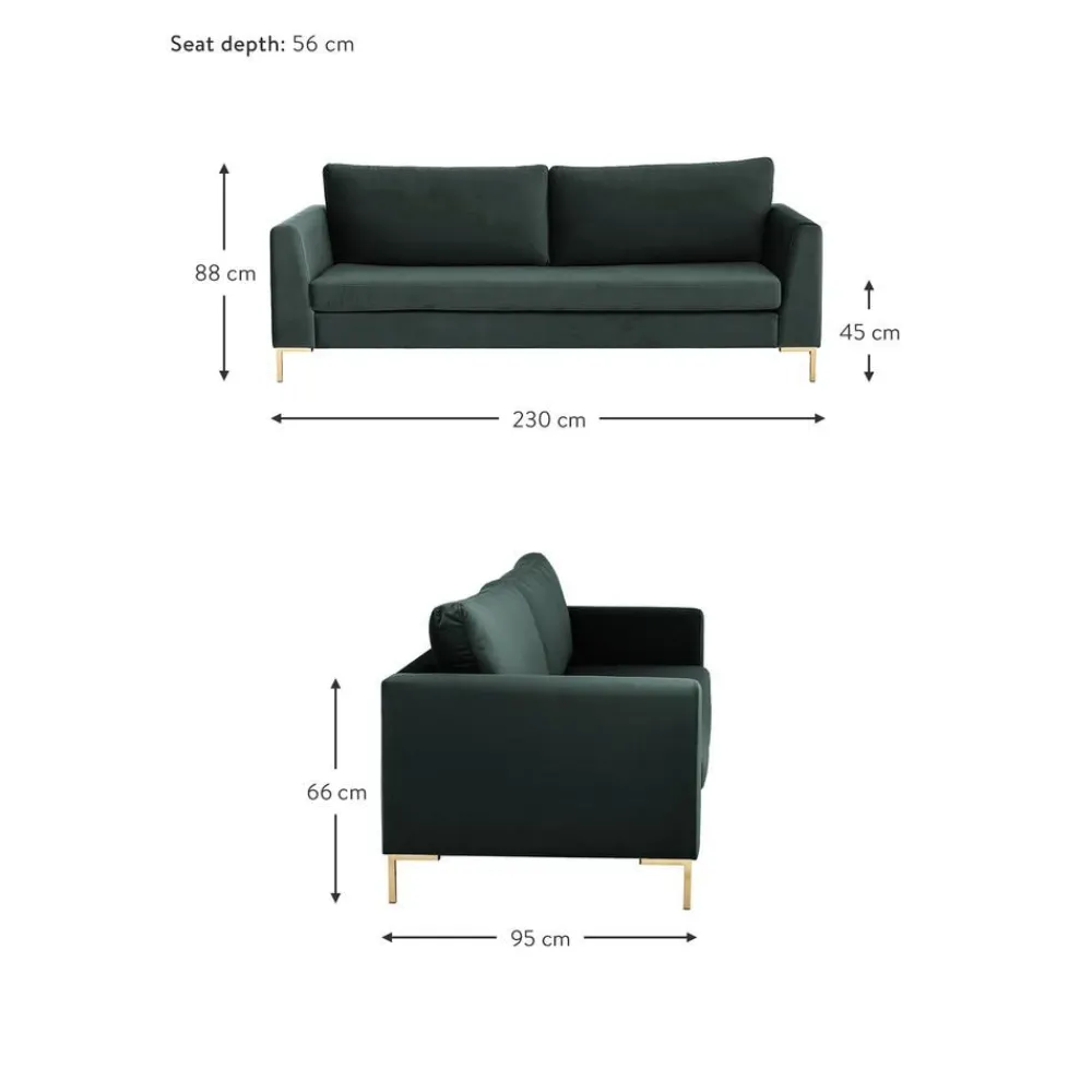 Divano 3 Posti In Velluto Luna*Westwing Collection Best