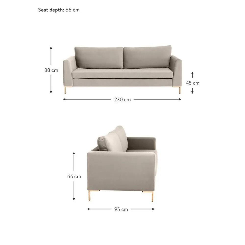 Divano 3 Posti In Velluto Luna*Westwing Collection Online