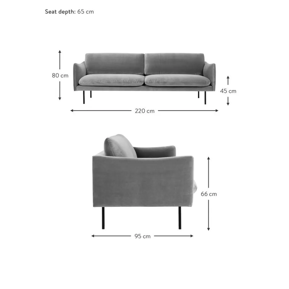 Divano 3 Posti In Velluto Moby*Westwing Collection Fashion