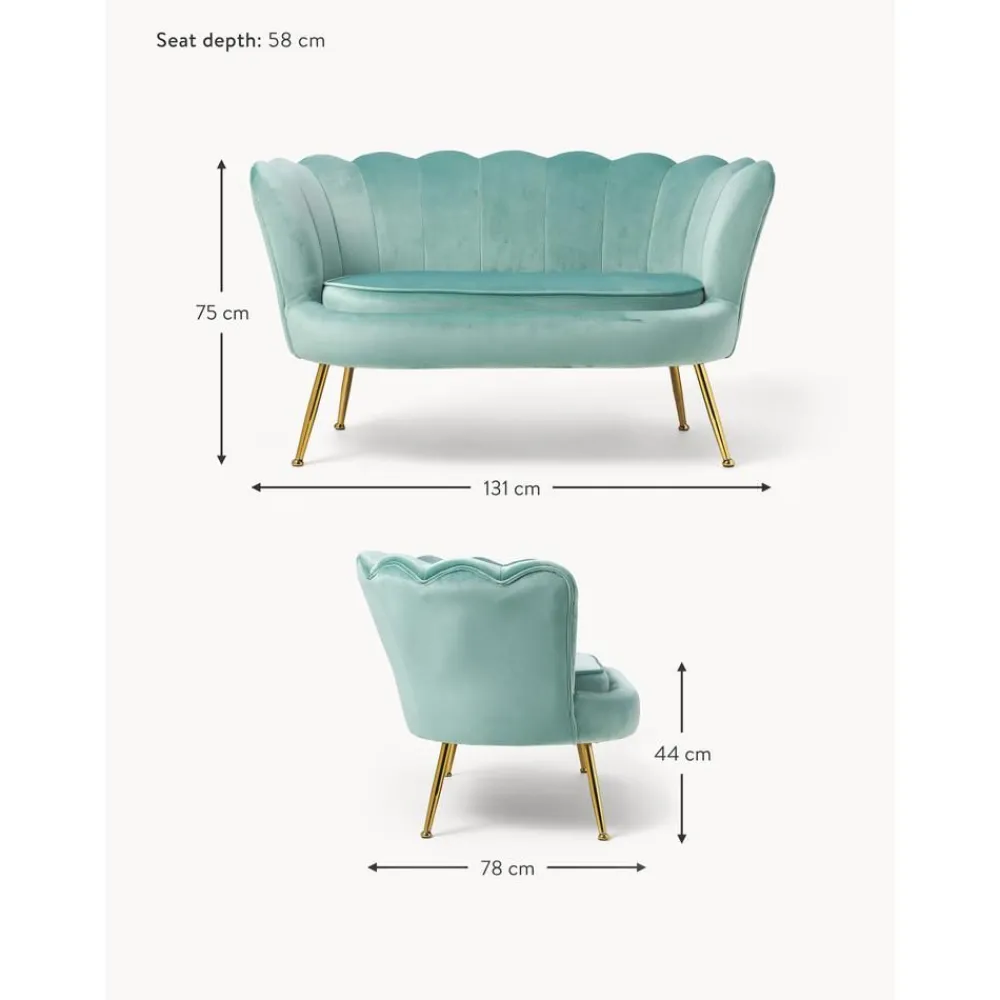 Divano 2 Posti In Velluto Con Piedini In Metallo Oyster*Westwing Collection Sale