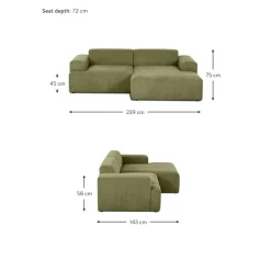 Divano Angolare 3 Posti In Velluto A Coste Melva*Westwing Collection Fashion