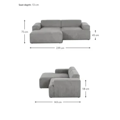 Divano Angolare 3 Posti In Velluto A Coste Melva*Westwing Collection Sale