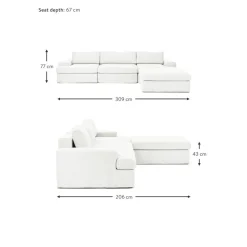 Divano Angolare Componibile 4 Posti Con Rivestimento Sfoderabile Russell*Westwing Collection New