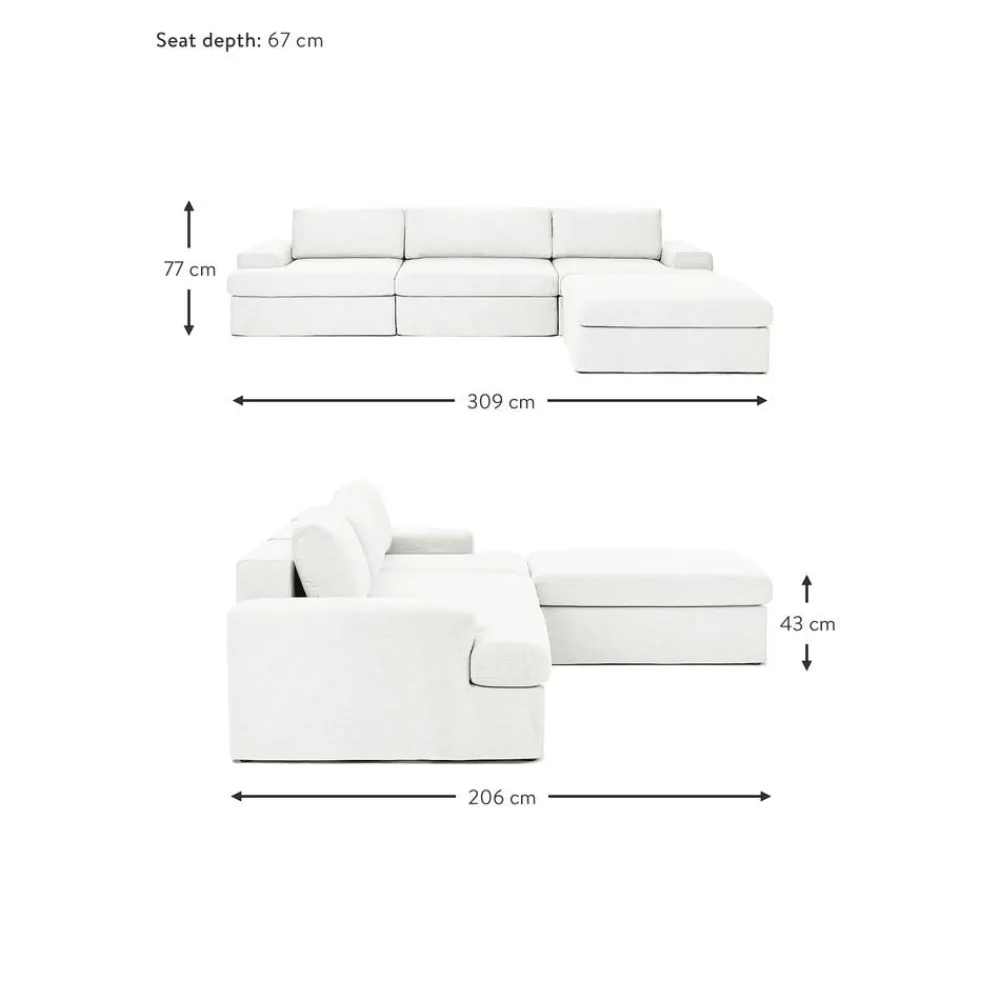 Divano Angolare Componibile 4 Posti Con Rivestimento Sfoderabile Russell*Westwing Collection New