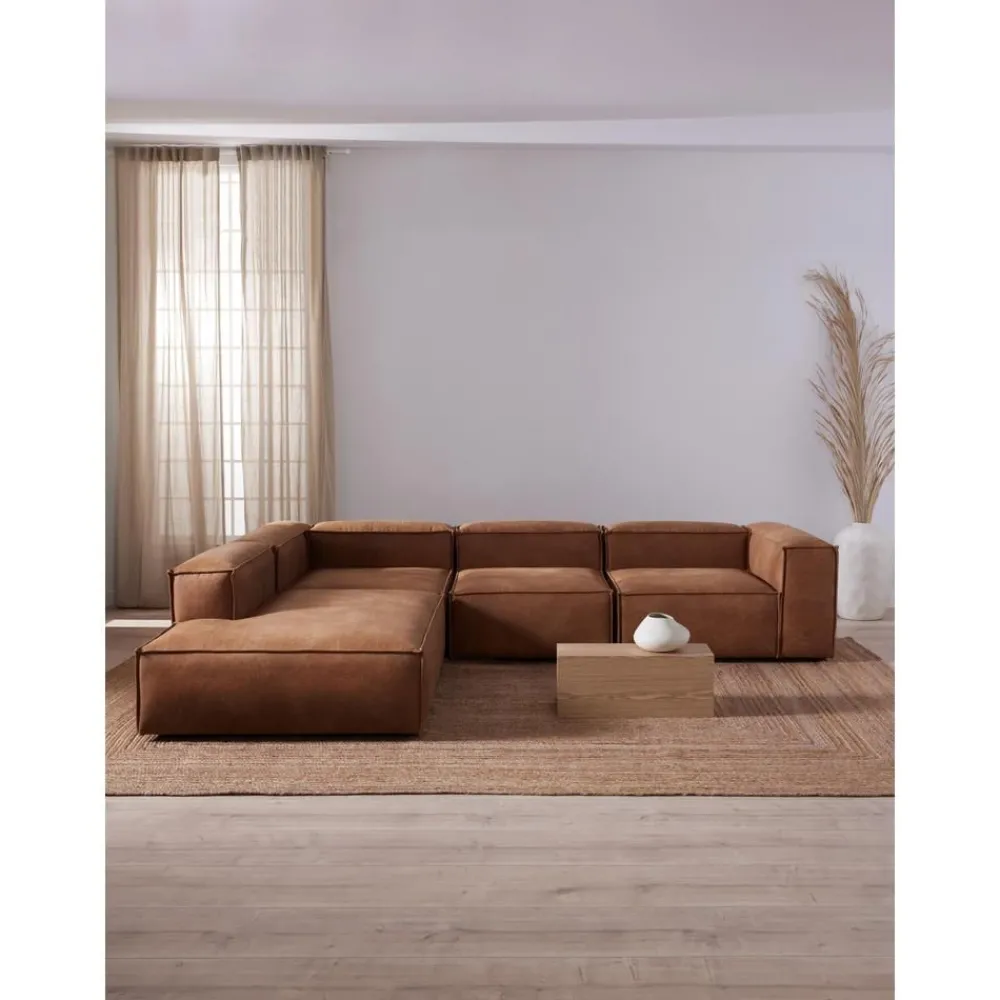 Divano Angolare Componibile Xl In Pelle Riciclata Lennon*Westwing Collection Outlet