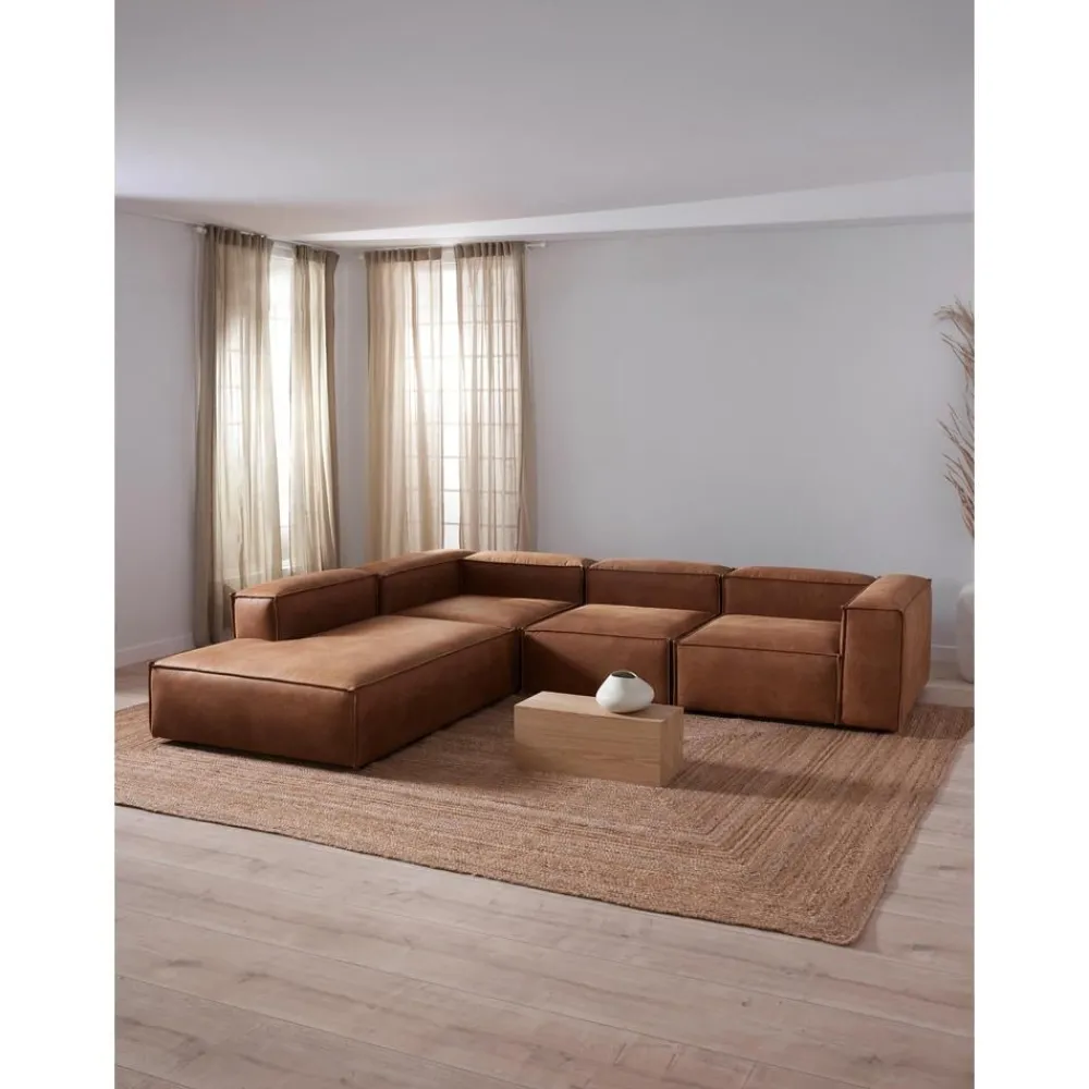 Divano Angolare Componibile Xl In Pelle Riciclata Lennon*Westwing Collection Outlet