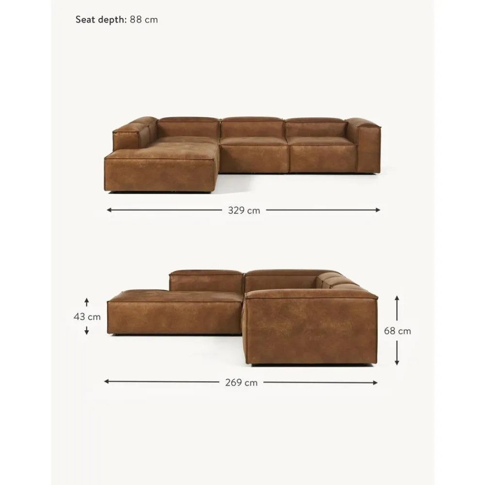 Divano Angolare Componibile Xl In Pelle Riciclata Lennon*Westwing Collection Outlet