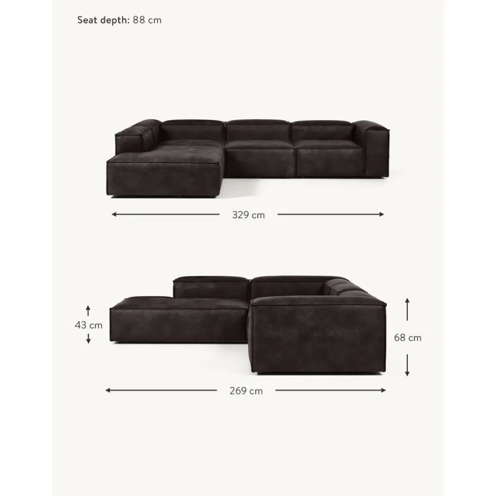 Divano Angolare Componibile Xl In Pelle Riciclata Lennon*Westwing Collection Discount