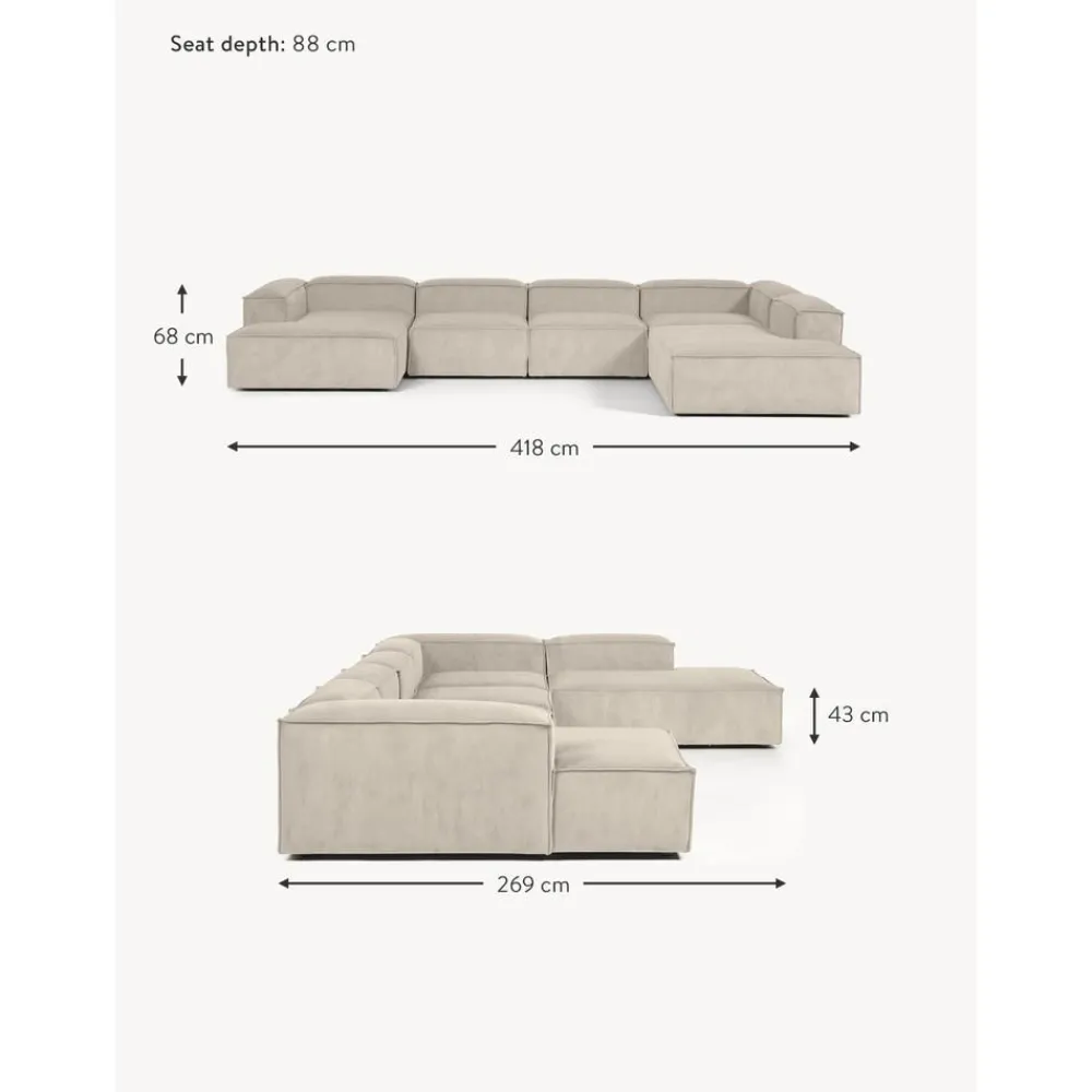 Divano Angolare Componibile In Velluto A Coste Lennon*Westwing Collection New