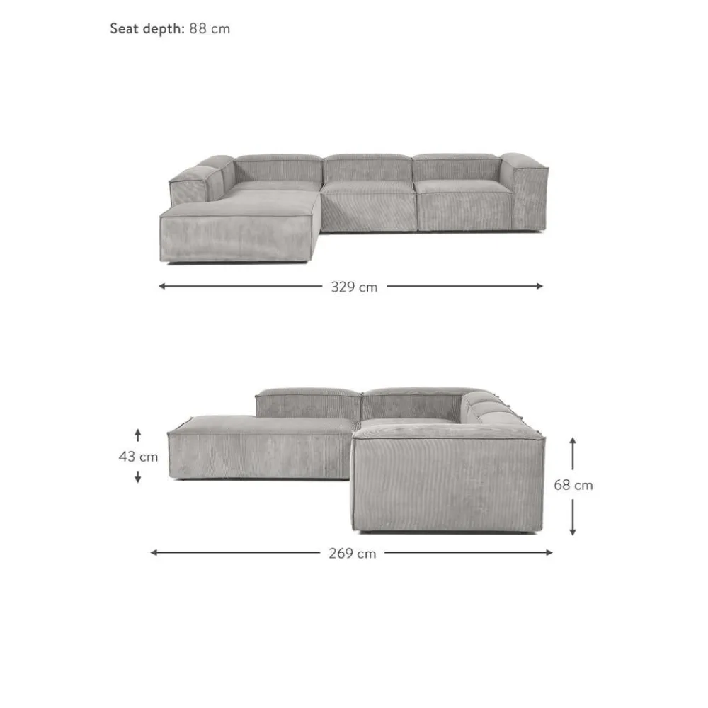 Divano Angolare Componibile Xl In Velluto A Coste Lennon*Westwing Collection Fashion