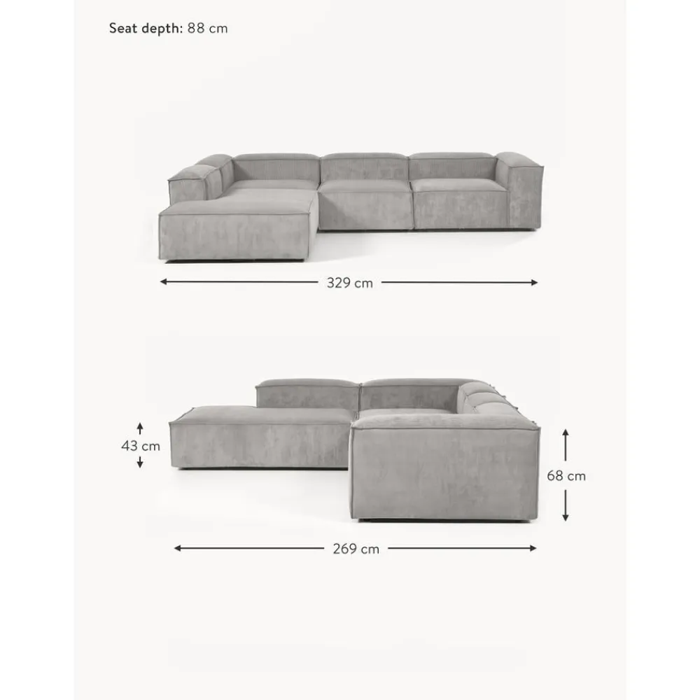 Divano Angolare Componibile Xl In Velluto A Coste Lennon*Westwing Collection Fashion