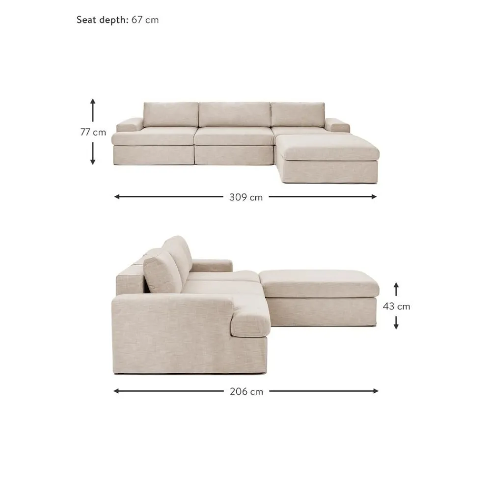 Divano Angolare Componibile 4 Posti Con Rivestimento Sfoderabile Russell*Westwing Collection Outlet