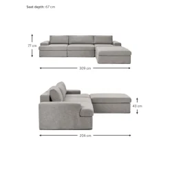 Divano Angolare Componibile 4 Posti Con Rivestimento Sfoderabile Russell*Westwing Collection Fashion