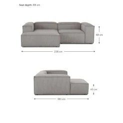 Divano Angolare Componibile In Velluto A Coste Lennon*Westwing Collection New