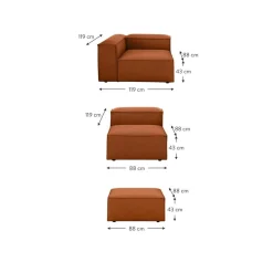 Divano Componibile 4 Posti Con Poggiapiedi Lennon*Westwing Collection Outlet