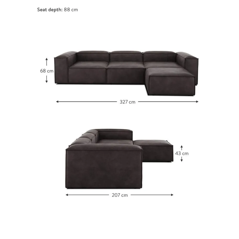 Divano Componibile 4 Posti In Pelle Riciclata Con Poggiapiedi Lennon*Westwing Collection Hot