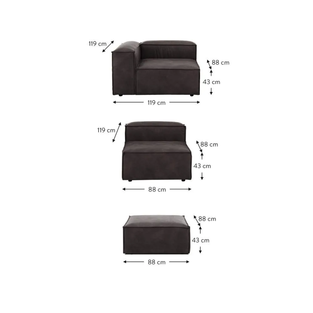 Divano Componibile 4 Posti In Pelle Riciclata Con Poggiapiedi Lennon*Westwing Collection Hot