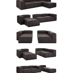 Divano Componibile 4 Posti In Pelle Riciclata Con Poggiapiedi Lennon*Westwing Collection Hot