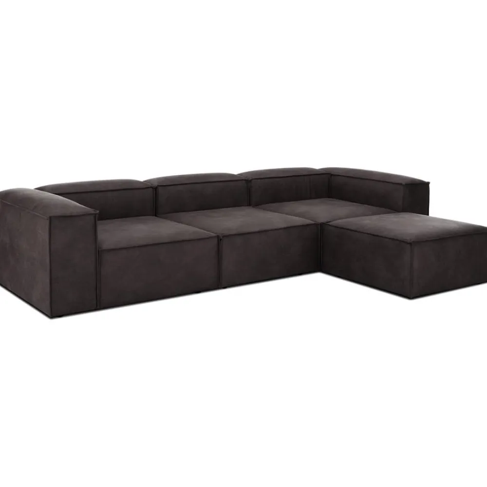 Divano Componibile 4 Posti In Pelle Riciclata Con Poggiapiedi Lennon*Westwing Collection Hot