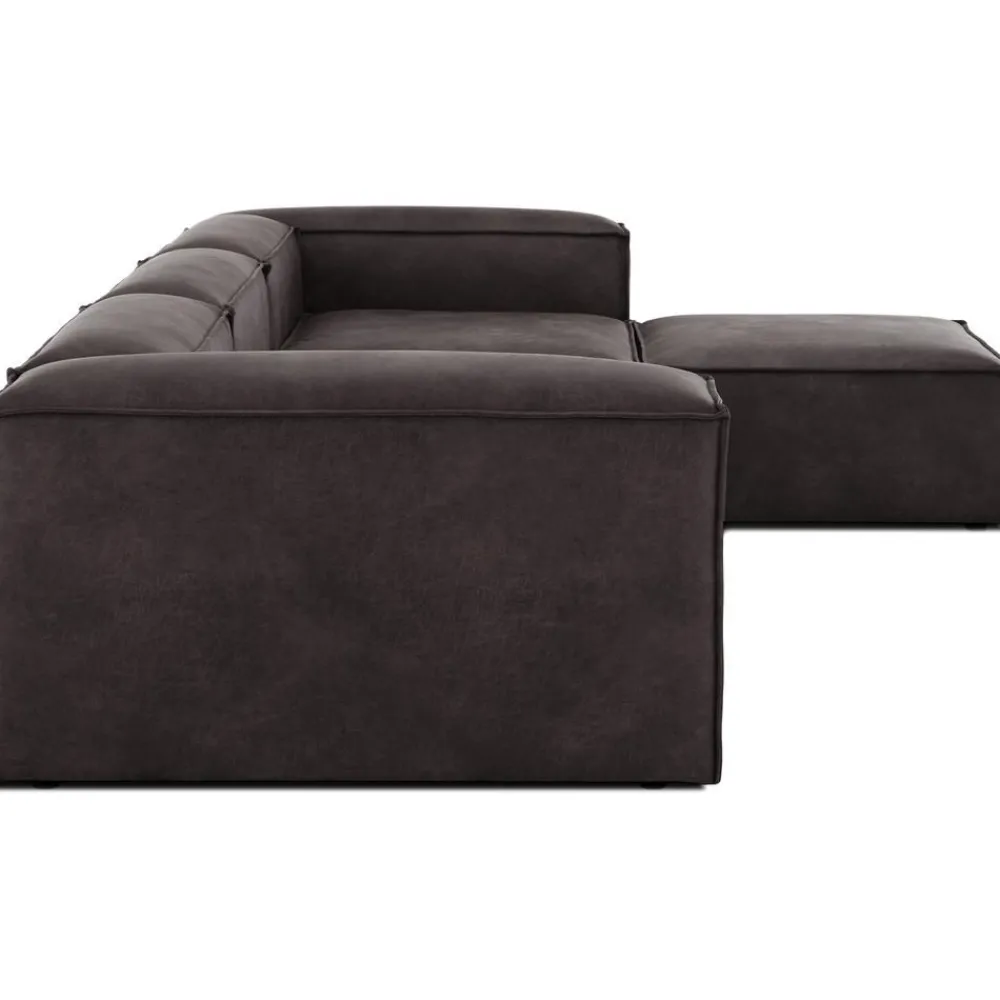 Divano Componibile 4 Posti In Pelle Riciclata Con Poggiapiedi Lennon*Westwing Collection Hot