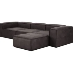 Divano Componibile 4 Posti In Pelle Riciclata Con Poggiapiedi Lennon*Westwing Collection Hot